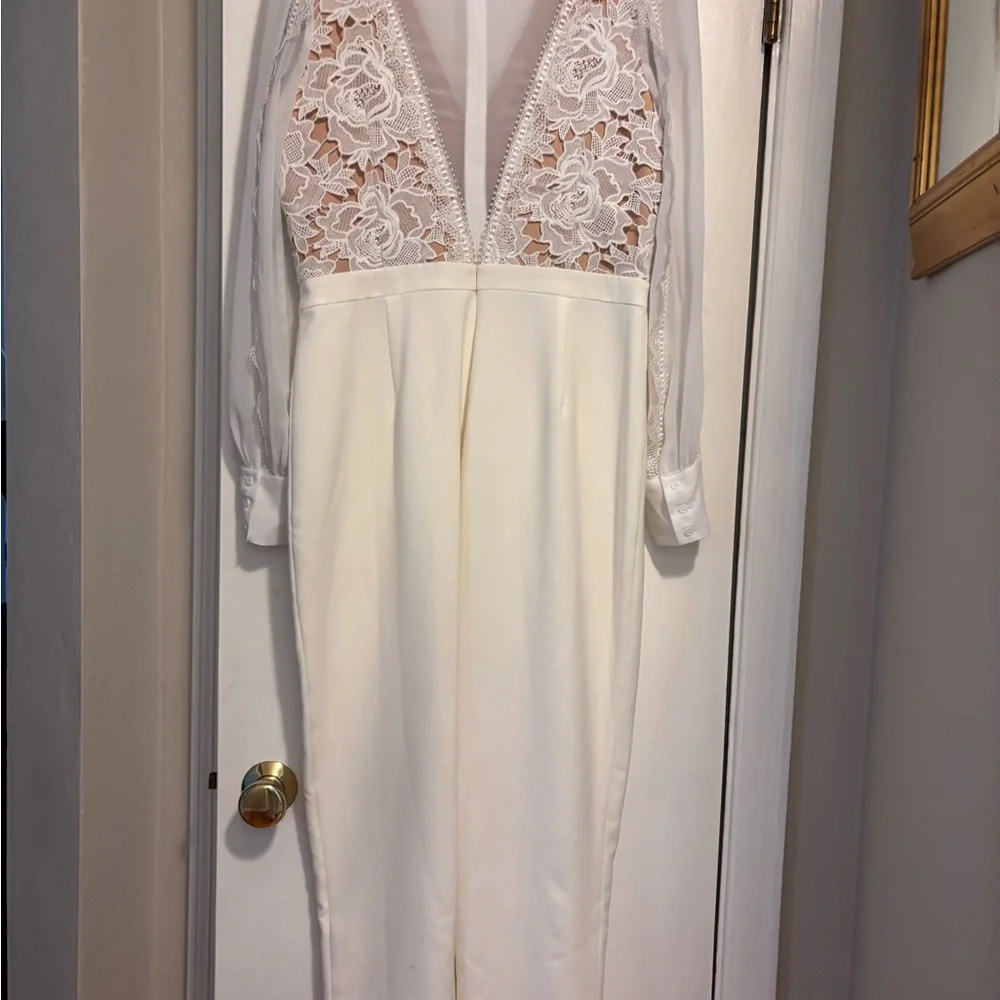 Adelyn Rae White Lace Detail Jumpsuit - Picture 1 of 6